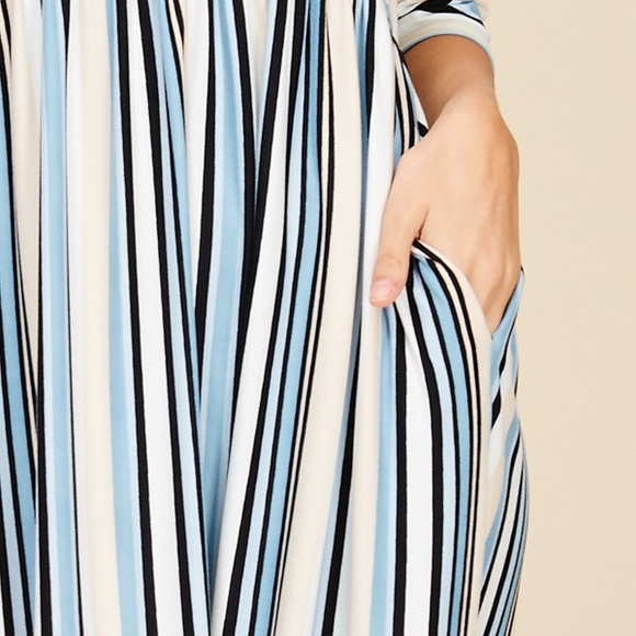 Annabelle Maxi Dress Striped White Blue Black Empire Waist Size S NWT - Picture 5 of 9